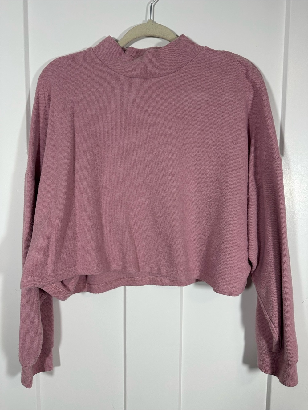 Boheme Cropped Mock Neck Sweatshirt in Dusty Rose